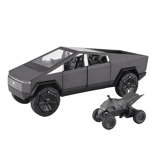 1 24 Für Tesla Pickup Modell Legierung Auto Geländewagen Sound Und Licht Zurückziehen Spielzeug Auto Sammlung Dekoration Druckguss Fahrzeuge Modell(Gray) von TQMEAD