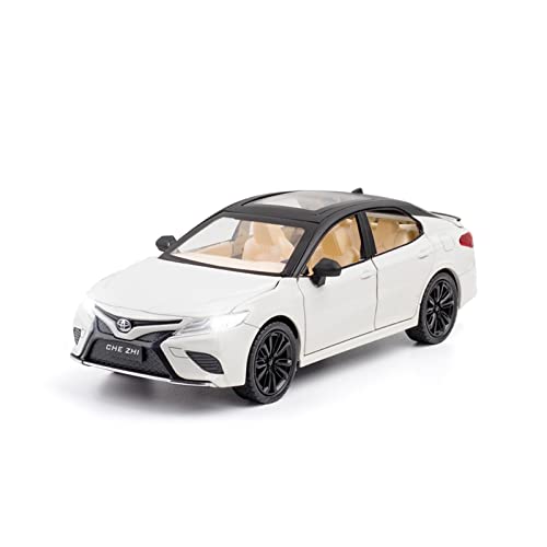 1 24 Für Toyota Camry Metalldruckguss-Simulation Spielzeugauto-Modell mit Ton und Licht für Geschenk zurückziehen Druckguss Fahrzeuge Modell(White) von TQMEAD