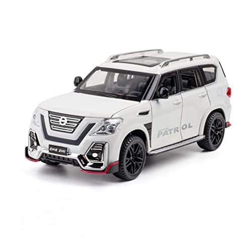 1 24 for Nissan Patrol Druckgusslegierung Modell Dekoration Zurückziehen SUV Spielzeug Geschenk Druckguss Fahrzeuge Modell(White) von TQMEAD