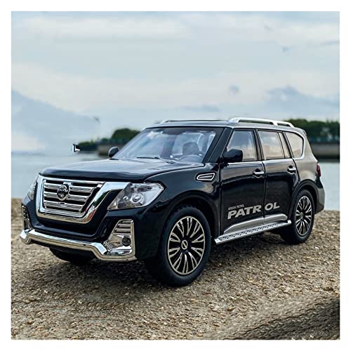 1 24 for Nissan Patrol Zinklegierung Automodell Simulation Sound Und Leichtes Geländefahrzeug Spielzeug Druckguss Fahrzeuge Modell(Schwarz) von TQMEAD