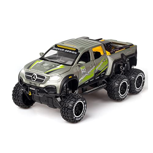 1 28 for Mercedes-Benz X-Klasse Exy 6X6 Große Radlegierung Offroad-Sound Und Lichtmodellsammlung Geschenke Spielzeug Handwerk Druckguss Fahrzeuge Modell(2) von TQMEAD