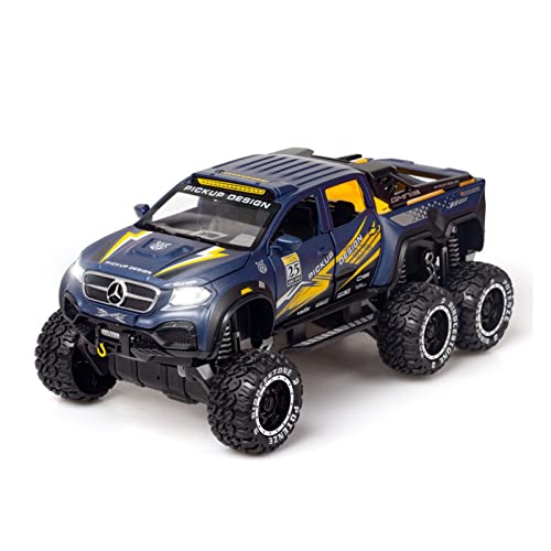 1 28 for Mercedes-Benz X-Klasse Exy 6X6 Große Radlegierung Offroad-Sound Und Lichtmodellsammlung Geschenke Spielzeug Handwerk Druckguss Fahrzeuge Modell(Taglia unica) von TQMEAD