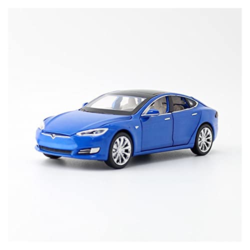 1 32 Automodell für Tesla Model S Alloy Diecast Toy Car Sound Light Pull Back Toys Vehicle Druckguss Fahrzeuge Modell(Blau) von TQMEAD