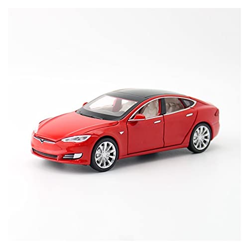 1 32 Automodell für Tesla Model S Alloy Diecast Toy Car Sound Light Pull Back Toys Vehicle Druckguss Fahrzeuge Modell(Rot) von TQMEAD