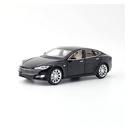 1 32 Automodell für Tesla Model S Alloy Diecast Toy Car Sound Light Pull Back Toys Vehicle Druckguss Fahrzeuge Modell(Schwarz) von TQMEAD