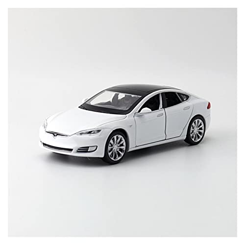 1 32 Automodell für Tesla Model S Alloy Diecast Toy Car Sound Light Pull Back Toys Vehicle Druckguss Fahrzeuge Modell(White) von TQMEAD