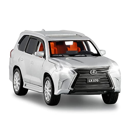 1 32 Für Lexus Lx570 Spielzeugauto Modellauto Zinklegierung Zurückziehen Spielzeugauto Mit Sound Und Licht Kindergeschenk Druckguss Fahrzeuge Modell(Gray) von TQMEAD