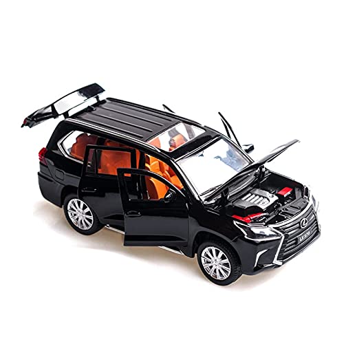 1 32 Für Lexus Lx570 Spielzeugauto Modellauto Zinklegierung Zurückziehen Spielzeugauto Mit Sound Und Licht Kindergeschenk Druckguss Fahrzeuge Modell(Schwarz) von TQMEAD