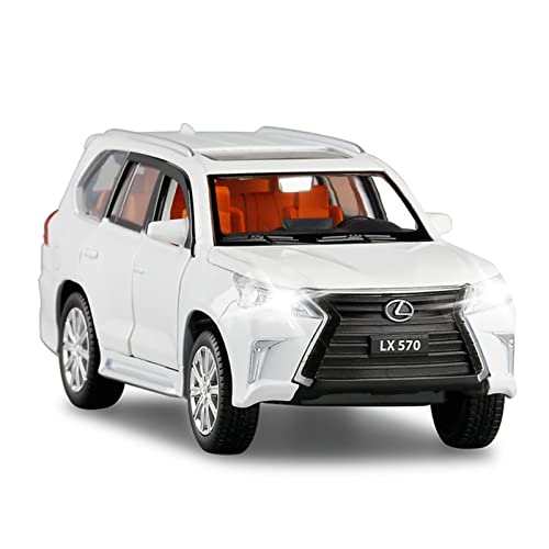 1 32 Für Lexus Lx570 Spielzeugauto Modellauto Zinklegierung Zurückziehen Spielzeugauto Mit Sound Und Licht Kindergeschenk Druckguss Fahrzeuge Modell(White) von TQMEAD