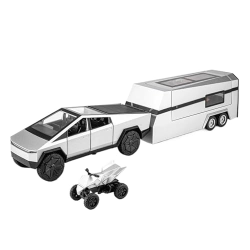 1 32 Für Tesla-Pickup-Truck-Modell Ton- Und Licht-Rückziehspielzeugauto Druckguss Modellsammlung Ornamente Druckguss Fahrzeuge Modell(White) von TQMEAD
