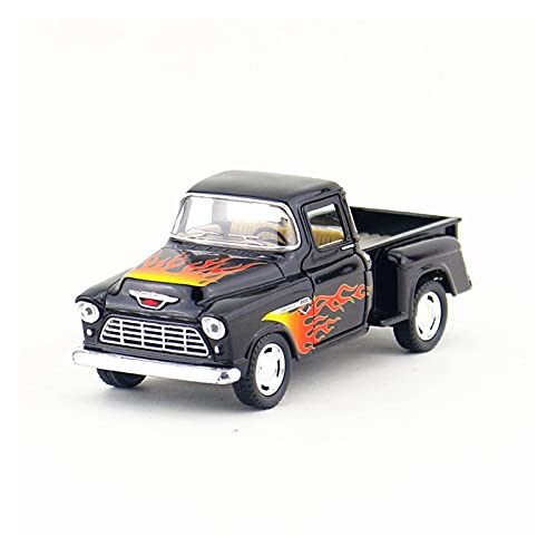 1 32 Zurückziehen Spielzeug-Simulations-Auto Für Chevrolet 1955 Chevy Stepside Sound Und Licht Diecast Alloy Car Druckguss Fahrzeuge Modell(Schwarz) von TQMEAD
