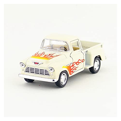 1 32 Zurückziehen Spielzeug-Simulations-Auto Für Chevrolet 1955 Chevy Stepside Sound Und Licht Diecast Alloy Car Druckguss Fahrzeuge Modell(White) von TQMEAD
