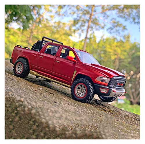 1 32 for Dodge Ram Leder Truck Mit Reserverad Spielzeugmodell Mit Sound Und Licht Geburtstagsgeschenk Druckguss Fahrzeuge Modell(Rot) von TQMEAD