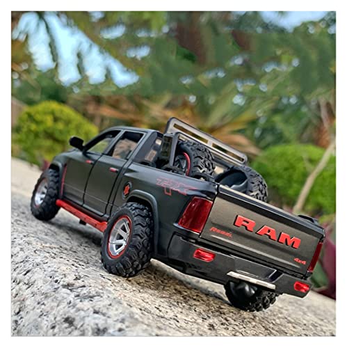 1 32 for Dodge Ram Leder Truck Mit Reserverad Spielzeugmodell Mit Sound Und Licht Geburtstagsgeschenk Druckguss Fahrzeuge Modell(Schwarz) von TQMEAD