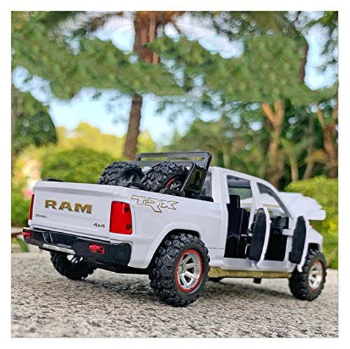 1 32 for Dodge Ram Leder Truck Mit Reserverad Spielzeugmodell Mit Sound Und Licht Geburtstagsgeschenk Druckguss Fahrzeuge Modell(White) von TQMEAD