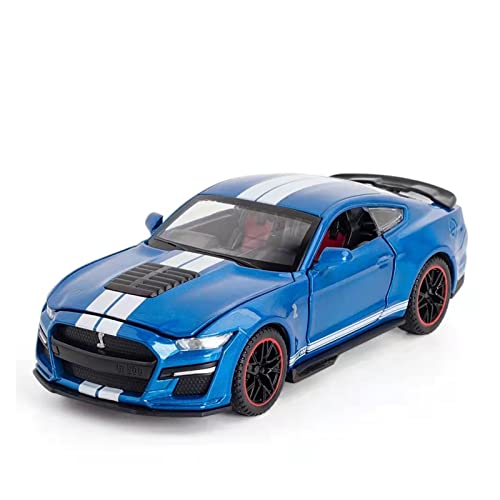 1 32 for Ford Mustang GT500 Zinklegierung Automodell Simulation Sound Und Leichtes Kinderspielzeug Druckguss Fahrzeuge Modell(Blau) von TQMEAD