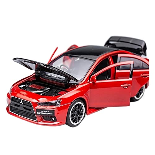 1 32 for Mitsubishi ANSE R-Evo X 10 Zinklegierung Rennmodell Sound Und Licht Kindergeschenk Druckguss Fahrzeuge Modell(Rot) von TQMEAD