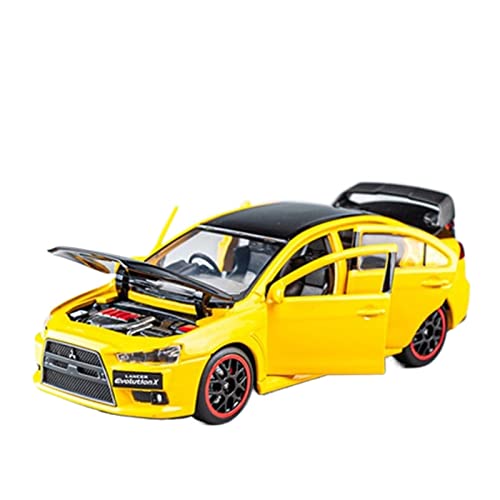 1 32 for Mitsubishi ANSE R-Evo X 10 Zinklegierung Rennmodell Sound Und Licht Kindergeschenk Druckguss Fahrzeuge Modell(Yellow) von TQMEAD
