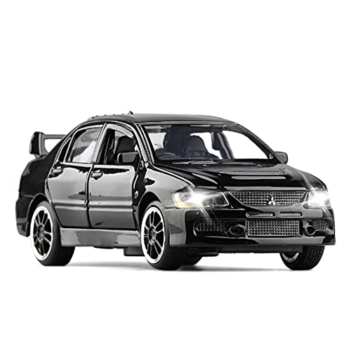 1 32 for Mitsubishi Lancer EVO IX Legierung Automodell Simulation Sound Und Licht Kindergeschenk Druckguss Fahrzeuge Modell(Schwarz) von TQMEAD