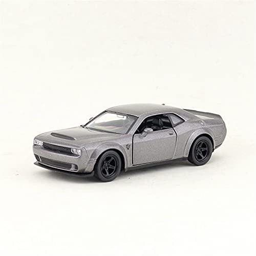 1 36 Für Dodge Challenger SRT Demon Casting Auto Modell Spielzeug Kind Sound Und Licht Zurückziehen Auto Zinklegierung Spielzeug Druckguss Fahrzeuge Modell(Gray) von TQMEAD