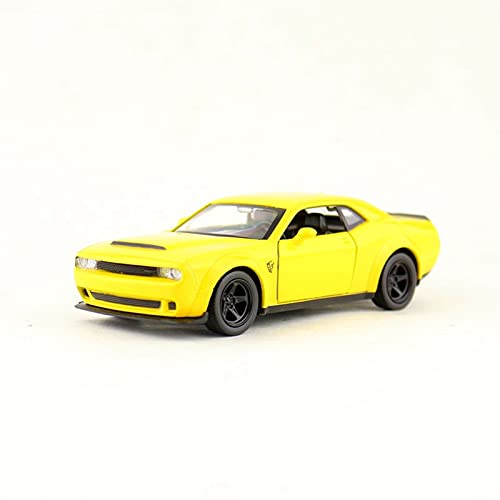 1 36 Für Dodge Challenger SRT Demon Casting Auto Modell Spielzeug Kind Sound Und Licht Zurückziehen Auto Zinklegierung Spielzeug Druckguss Fahrzeuge Modell(Yellow) von TQMEAD