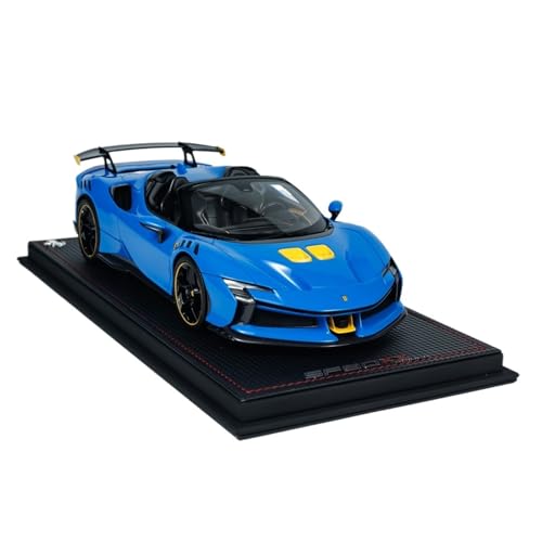 1:18 Für Ferrari SF90XX Stradale Roadster FEO41B Harz Auto Modell Ornament Fahrzeug Spielzeug Geschenk Druckguss Fahrzeuge Modell(Blau) von TQMEAD