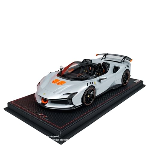 1:18 Für Ferrari SF90XX Stradale Roadster FEO41B Harz Auto Modell Ornament Fahrzeug Spielzeug Geschenk Druckguss Fahrzeuge Modell(Silber) von TQMEAD