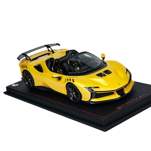 1:18 Für Ferrari SF90XX Stradale Roadster FEO41B Harz Auto Modell Ornament Fahrzeug Spielzeug Geschenk Druckguss Fahrzeuge Modell(Yellow) von TQMEAD