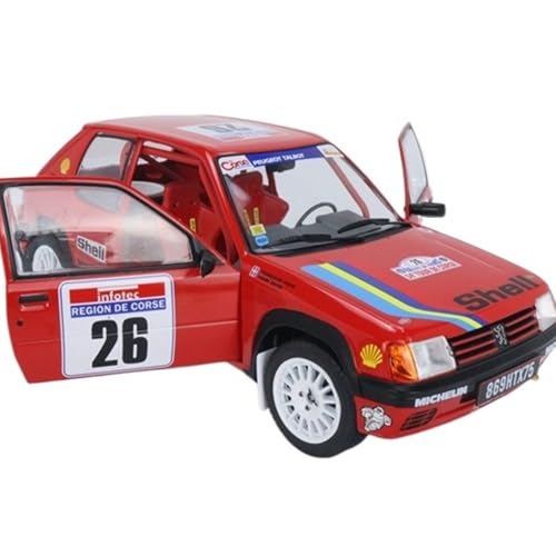 1:18 Für Logo 205-Rallye1990 Rot Legierung Doppel Tür Auto Modell Spielzeug Auto Geschenk Kinder Erwachsene Hobby Sammlung Druckguss Fahrzeuge Modell von TQMEAD