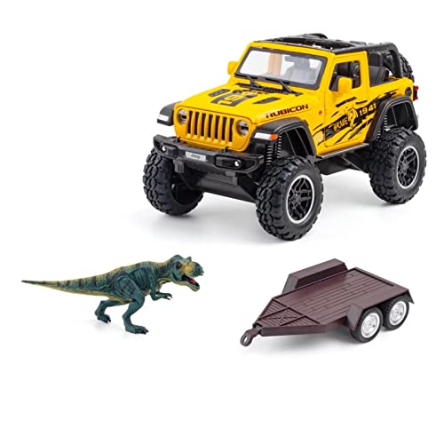 1:20 for Jeep Wrangler Dinosaurier Paletten Set Legierung Geländewagen Modell Spielzeug Sammlung Geschenk Handwerk Druckguss Fahrzeuge Modell(6) von TQMEAD