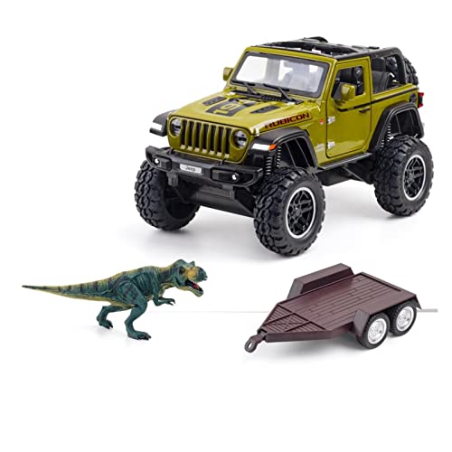 1:20 for Jeep Wrangler Dinosaurier Paletten Set Legierung Geländewagen Modell Spielzeug Sammlung Geschenk Handwerk Druckguss Fahrzeuge Modell(7) von TQMEAD