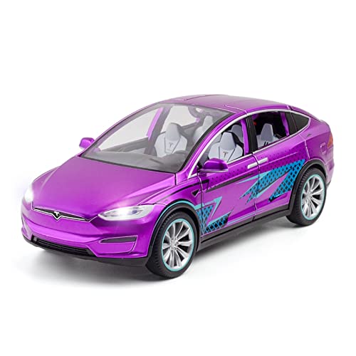 1:20 for Tesla Model X Neue Energielegierung Sportwagenmodell Sound Und Licht Pullback Boy Collection Geschenk Spielzeugauto Druckguss Fahrzeuge Modell(2) von TQMEAD