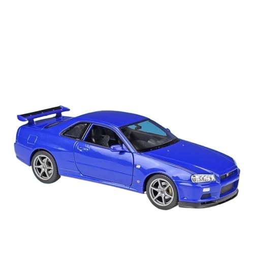 1:24 Für Nissan Skyline GTR R34 Simulation Legierung Auto Modell Sammlung Ornament Dekoration Druckguss Fahrzeuge Modell(Blue) von TQMEAD