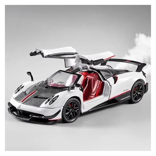 1:24 Für Pagani Huayra Alloy Diecast Sportwagen Sound Light Geöffnet Pull Back Spray Version Modelle Druckguss Fahrzeuge Modell(White) von TQMEAD