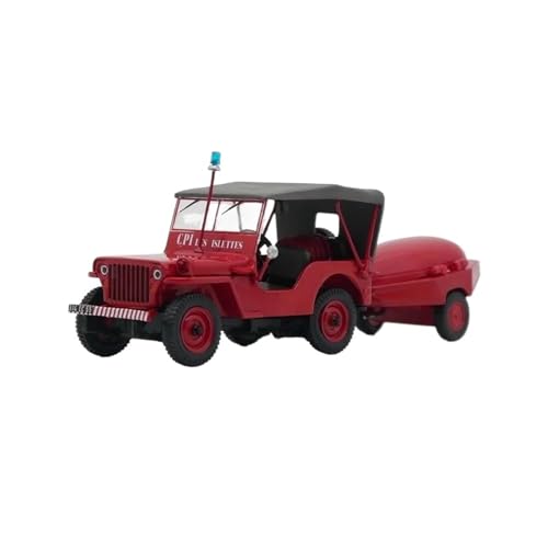 1:43 Für Willys Jeep Anhängerpumpe Französisches Feuerwehrauto Legierung Automodell Sammler Souvenir Display Druckguss Fahrzeuge Modell von TQMEAD