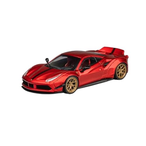 1:64 Für Ferrari 488 Duck Wing Wide Body Legierung Umrüstung Metallic Rot Sammlung Display Home Dekoration Druckguss Fahrzeuge Modell von TQMEAD