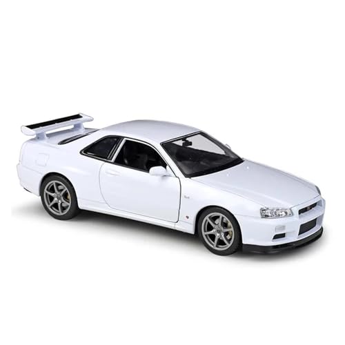 Automodell Im Maßstab 1 24 Für Nissan Skyline GT-R R34, Legierungsmetall, Modellauto, Dekoration, Ornamente Druckguss Fahrzeuge Modell(White) von TQMEAD