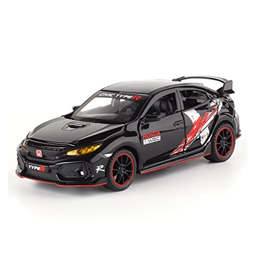 Für Civic Type R 1 32 Simulation Druckgusslegierung Sportwagenmodell Sound Light Kinderspielzeugfahrzeug Geschenke Druckguss Fahrzeuge Modell(Schwarz) von TQMEAD