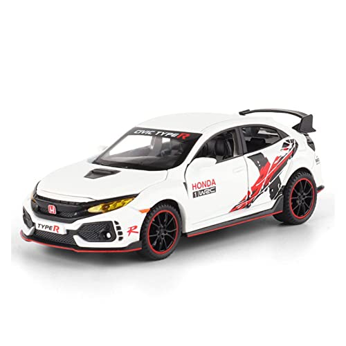 Für Civic Type R 1 32 Simulation Druckgusslegierung Sportwagenmodell Sound Light Kinderspielzeugfahrzeug Geschenke Druckguss Fahrzeuge Modell(White) von TQMEAD