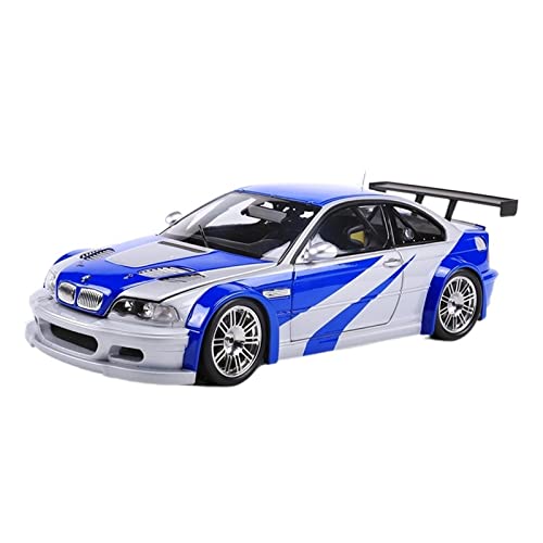Für M3 E46 GTR Legierung Auto Modell Blau/Silber Kinder Spielzeug Hobby Geschenke 1 18 Druckguss Fahrzeuge Modell von TQMEAD