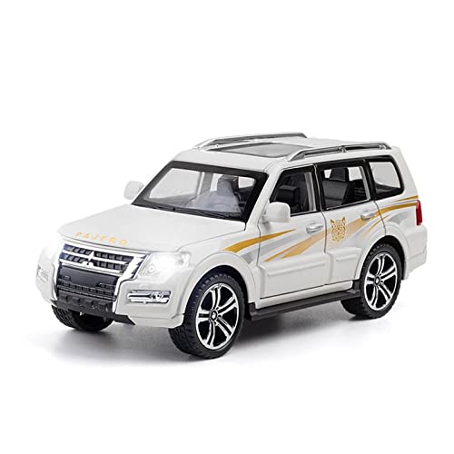 Für Pajero Y97 1 32 Simulation Diecast Legierung SUV Automodell Sound Light Kinderspielzeugfahrzeug Sammeln Geschenk Druckguss Fahrzeuge Modell(White) von TQMEAD