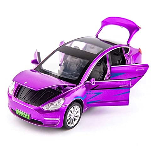 Für Tesla 1 32 Simulation Diecast Alloy Automodell Zurückziehen Sammlerstück Kinderspielzeug Geschenk Druckguss Fahrzeuge Modell(Purple) von TQMEAD