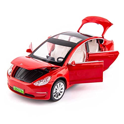 Für Tesla 1 32 Simulation Diecast Alloy Automodell Zurückziehen Sammlerstück Kinderspielzeug Geschenk Druckguss Fahrzeuge Modell(Rot) von TQMEAD