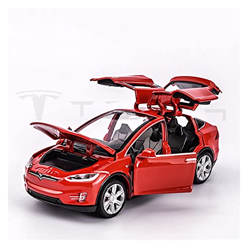 Für Tesla Model X90 1 32 Simulation Diecast Legierung SUV Automodell Sound Light Kinder Spielzeugfahrzeug Sammlerstück Druckguss Fahrzeuge Modell(Rot) von TQMEAD
