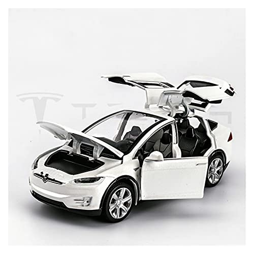 Für Tesla Model X90 1 32 Simulation Diecast Legierung SUV Automodell Sound Light Kinder Spielzeugfahrzeug Sammlerstück Druckguss Fahrzeuge Modell(White) von TQMEAD