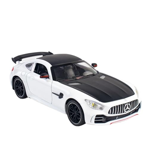 Maßstab 1/24 Für Mercedes AMG Supersportwagen Simulation Sound Und Licht Zurück Für Miniaturauto Spielzeug Junge Geschenk Druckguss Fahrzeuge Modell(White) von TQMEAD