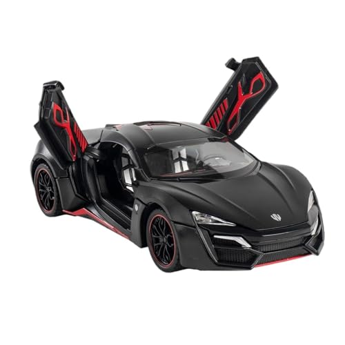 Maßstab 1/24 Für Supersportwagen Lycoming Autosimulation Sound Und Licht Zurück Zu Miniaturautospielzeug Metallfahrzeuggeschenke Druckguss Fahrzeuge Modell(Schwarz) von TQMEAD
