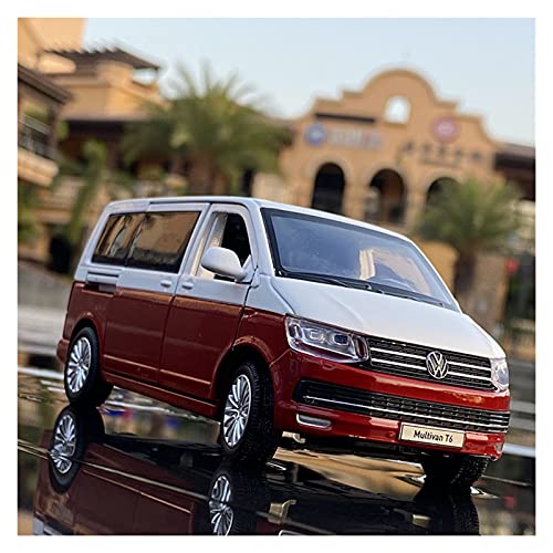 Maßstab 1 32 Für Volkswagen Multivan T6 Legierung Modellauto Diecast Sound Und Licht Druckguss Fahrzeuge Modell(Rot) von TQMEAD