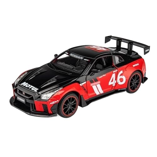 Modell Im Maßstab 1:22 Für GTR Alloy Gold Diecast Sammler-Spielzeugauto Mit Lichtern Und Geräuschen, Türen Offen Druckguss Fahrzeuge Modell(Rot) von TQMEAD
