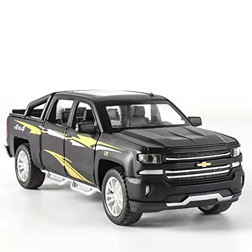 for Chevrolet 1 32 LKW-Legierungsmodell Simulation Kraftsteuerung Sound- Und Lichtspielzeug-Geschenksammlung Druckguss Fahrzeuge Modell(Schwarz) von TQMEAD